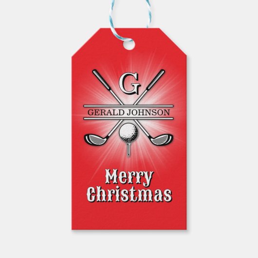 Frohe Weihnachten Benutzerdefiniertes Golf-Monogra Geschenkanhänger (Vorderseite)