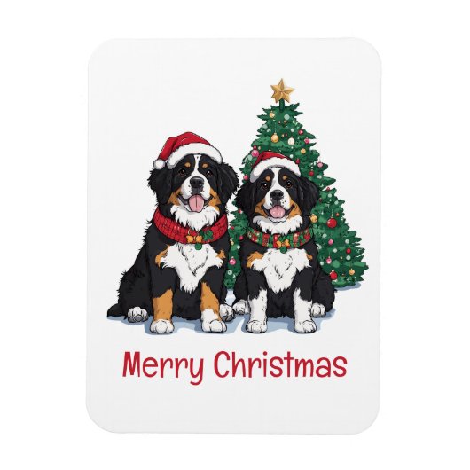 Frohe Weihnachten Berner Sennenhunde Magnet (Vertikal)
