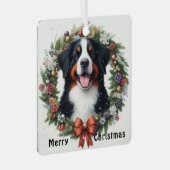 Frohe Weihnachten Bernese Mountain Dog Xmas Ornament Aus Metall (Vorderseite Rechts)