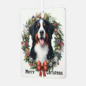 Frohe Weihnachten Bernese Mountain Dog Xmas Ornament Aus Metall (Vorderseite links)
