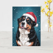 Frohe Weihnachten Bernese Mountain Hund in Santa Karte (Gelbe Blume)
