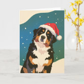 Frohe Weihnachten Bernese Mountain Hund in Santa Karte (Gelbe Blume)