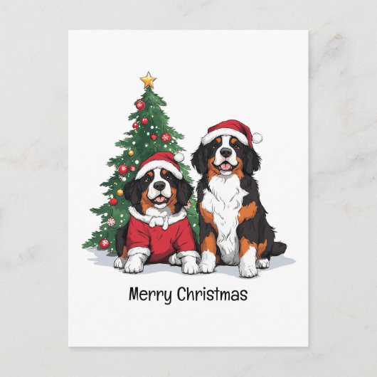 Frohe Weihnachten Bernese Mountain Hunde (Vorderseite)