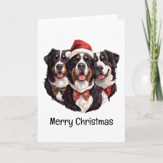 Frohe Weihnachten Bernese Mountain Hunde (Vorderseite)