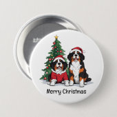 Frohe Weihnachten Bernese Mountain Hunde Button (Vorne & Hinten)