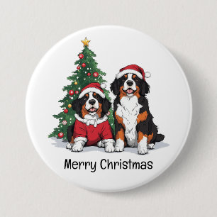 Frohe Weihnachten Bernese Mountain Hunde Button