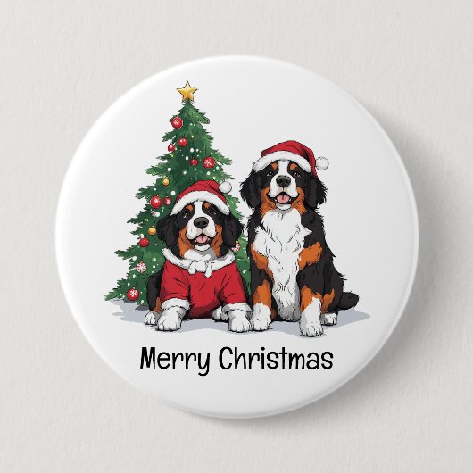 Frohe Weihnachten Bernese Mountain Hunde Button (Vorderseite)