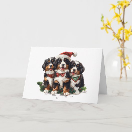 Frohe Weihnachten Bernese Mountain Hunde Karte (Gelbe Blume)