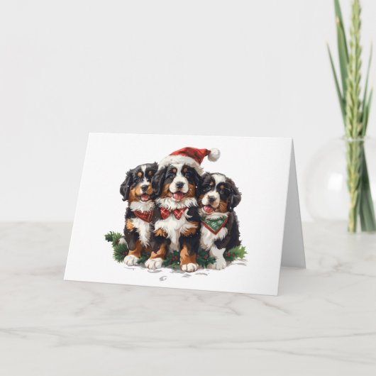 Frohe Weihnachten Bernese Mountain Hunde Karte (Vorderseite)