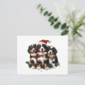 Frohe Weihnachten Bernese Mountain Hunde Postkarte (Stehend Vorderseite)