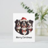 Frohe Weihnachten Bernese Mountain Hunde Postkarte (Stehend Vorderseite)
