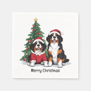 Frohe Weihnachten Bernese Mountain Hunde Serviette