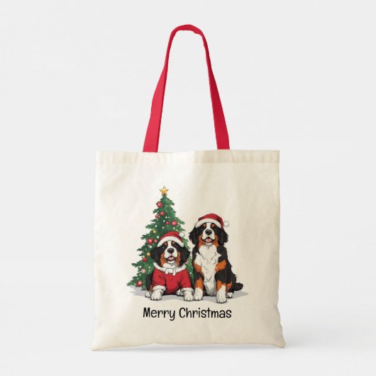 Frohe Weihnachten Bernese Mountain Hunde Tragetasche (Rückseite)