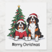 Frohe Weihnachten Bernese Mountain Hunde Weinetikett (Einzelnes Label)