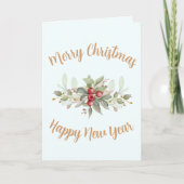 Frohe Weihnachten Berries Gold Script Custom Foto Karte (Vorderseite)