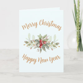 Frohe Weihnachten Berries Gold Script Custom Foto Karte