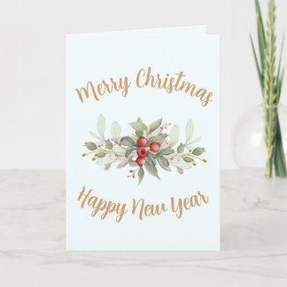 Frohe Weihnachten Berries Gold Script Custom Foto Karte