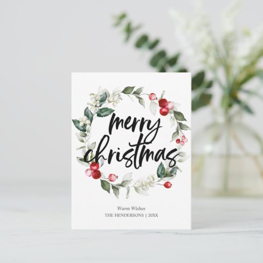 Frohe Weihnachten Berry Blätter Wreath (Stehend Vorderseite)