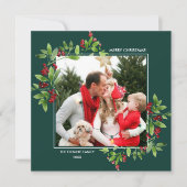 Frohe Weihnachten. Berry Branches Flat Foto Cards Einladung (Vorderseite)