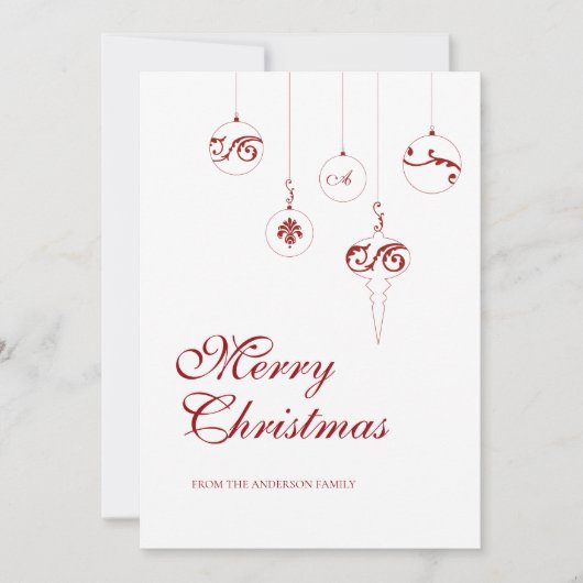 Frohe Weihnachten Berry Red Monogram Bauble (Vorderseite)