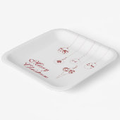 Frohe Weihnachten Berry Red Monogram Bauble Pappteller (Gewinkelt)