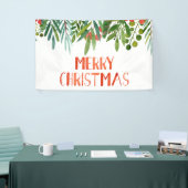 Frohe Weihnachten Berry und Branches Wasserfarbe Banner (Messeveranstaltung)