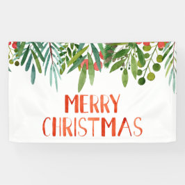 Frohe Weihnachten Berry und Branches Wasserfarbe  Banner