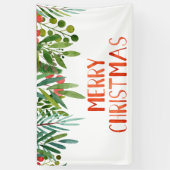 Frohe Weihnachten Berry und Branches Wasserfarbe Banner (Vertikal)