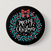 Frohe Weihnachten Berry Wreath Button (Vorderseite)