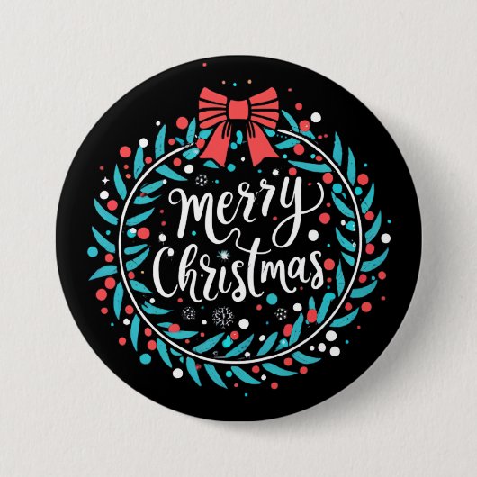 Frohe Weihnachten Berry Wreath Button (Vorderseite)