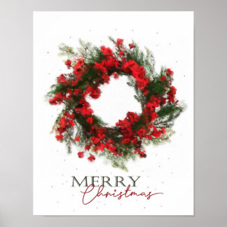 Frohe Weihnachten Berry Wreath Poster