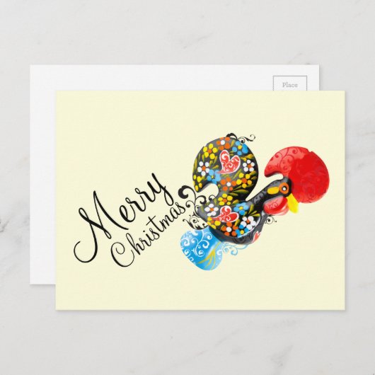 Frohe Weihnachten berühmte Hahn Barcelos Blumen06 (Vorne/Hinten)