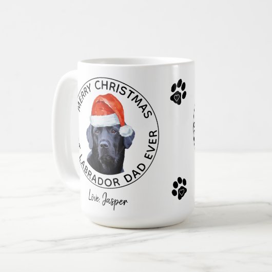 Frohe Weihnachten Best Labrador Vater Ever Black L Kaffeetasse (Vorderseite Links)