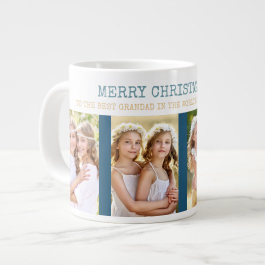 Frohe Weihnachten Beste Grandad in World 4 Foto Jumbo-Tasse (Vorderseite Links)