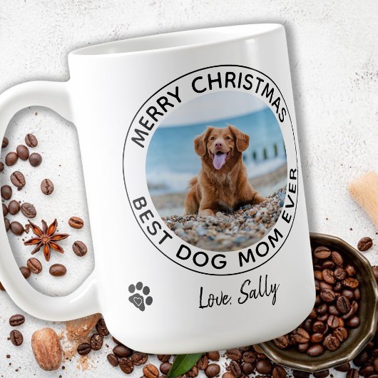 Frohe Weihnachten Beste Hündin Mama je Pet Foto Kaffeetasse