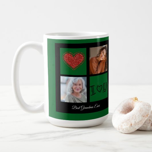 Frohe Weihnachten Beste Oma je Foto Collage Kaffeetasse (Mit Donut)