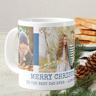 Frohe Weihnachten Bester Vater je 3 Foto Blau Jumbo-Tasse