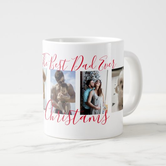 Frohe Weihnachten Bester Vater je 5 Foto Collage Jumbo-Tasse (Vorderseite Rechts)