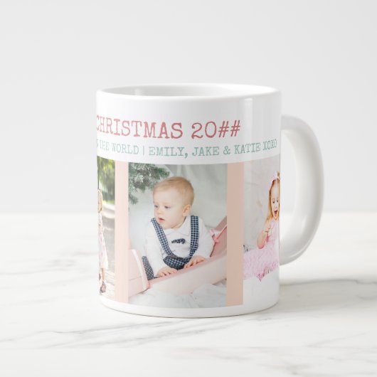 Frohe Weihnachten Bestes Oma in World 4 Foto Jumbo-Tasse (Vorderseite Rechts)