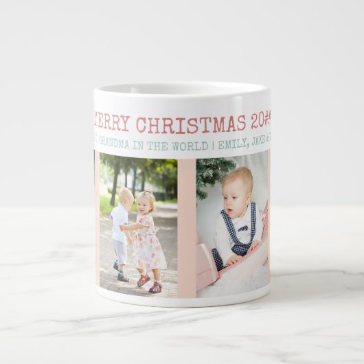 Frohe Weihnachten Bestes Oma in World 4 Foto Jumbo-Tasse (Vorderseite)