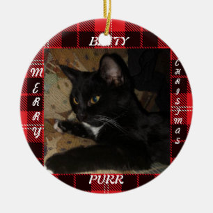 Frohe Weihnachten Betty die Katzen-Verzierung Keramik Ornament