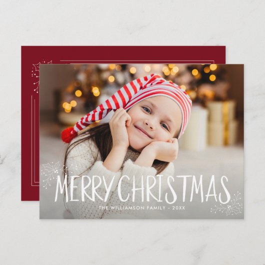 frohe Weihnachten bezaubernde personalisierte Foto Postkarte (Vorne/Hinten)