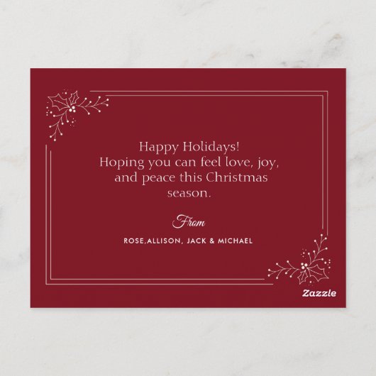 frohe Weihnachten bezaubernde personalisierte Foto Postkarte (Rückseite)