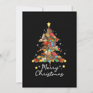 Frohe Weihnachten Bibliothek Baum Buch Leseliebhab Einladung