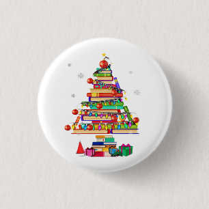 Frohe Weihnachten Bibliotheksbaum Button