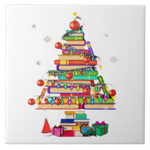 Frohe Weihnachten Bibliotheksbaum Fliese