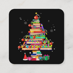 Frohe Weihnachten Bibliotheksbaum Quadratische Visitenkarte
