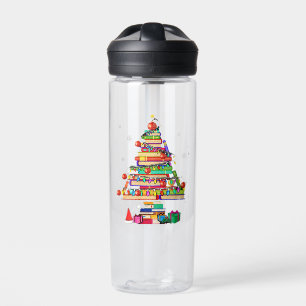 Frohe Weihnachten Bibliotheksbaum Trinkflasche