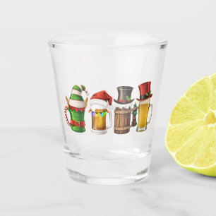 Frohe Weihnachten Bier Trinkender Weihnachtsmann B Schnapsglas