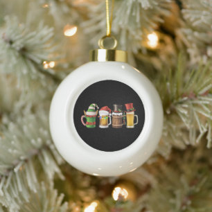 Frohe Weihnachten Biere Trinken Santa Bierliebhabe Keramik Kugel-Ornament